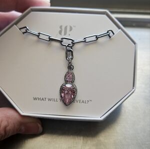 Bomb Party Necklace. Rose Quartz Cubic Zicornia Hematite Plating